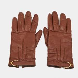Gucci Brown Leather Gloves Size 7.5