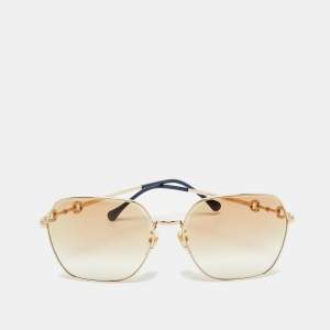 Gucci Gold Tone/Brown Gradient GG0882SA Square Sunglasses