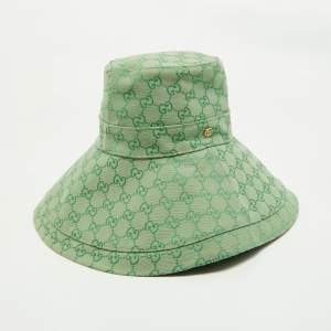 مملوكة مسبقًا Gucci Green GG Canvas Wide Brim Hat L
