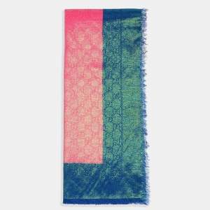 Gucci Pink Iridescent GG Lamé Jacquard Scarf