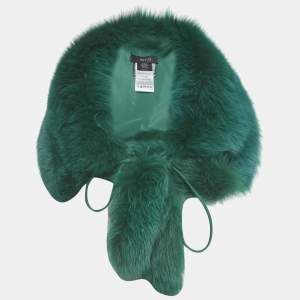 Gucci Green Fox Fur & Leather Trim Neck Collar