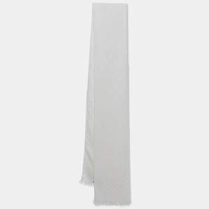 Pre Owned Gucci Cream GG jacquard Wool and Silk Scarf 