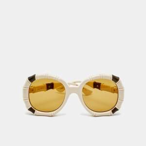 مملوكة مسبقًا Gucci Ivory/Brown GG0659S Round Sunglasses