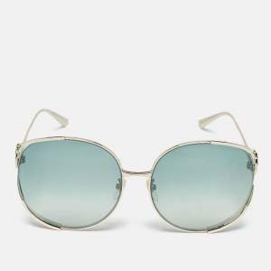 Pre Owned Gucci Green/Gold Tone Gradient GG0225S Oversized Sunglasses