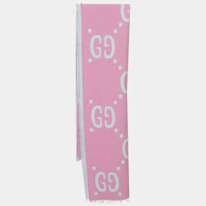 مملوكة مسبقًا Gucci Pink GG/Blue Wool Scarf 
