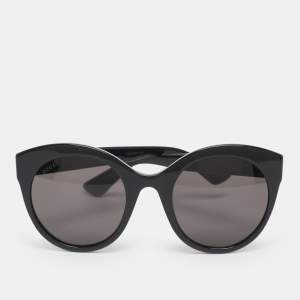 مملوكة مسبقًا Gucci Black Acetate GG0028S Round Sunglasses 