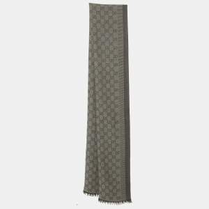مملوكة مسبقًا Gucci Brown GG Jacquard Wool Blend Stole