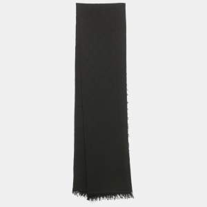 مملوكة مسبقًا Gucci Black GG Silk Jacquard Scarf 