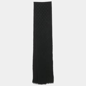 مملوكة مسبقًا Gucci Black GG Lamé Wool Scarf