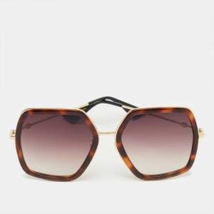 Pre Owned Gucci Brown Gradient GG106S Oversized Sunglasses