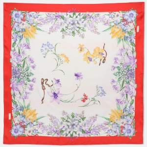 Pre Owned Gucci Multicolor Floral Print Silk Scarf