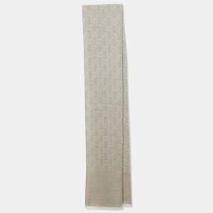 Pre Owned Gucci Brown GG Logo Jacquard Wool & Silk Shawl