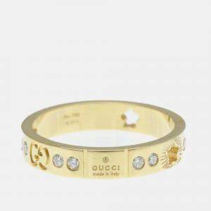 Pre Owned Gucci Icon Star Ring Diamond 18K Yellow Gold Fashion Band Ring EU 57