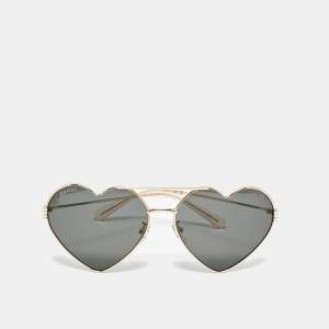 Pre Owned Gucci Black/Gold Tone GG1283S Heart Aviator Sunglasses