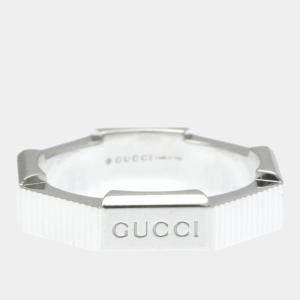 Pre Owned Gucci Link To White Gold 18K Fashion No Stone Band Ring Silver EU 52