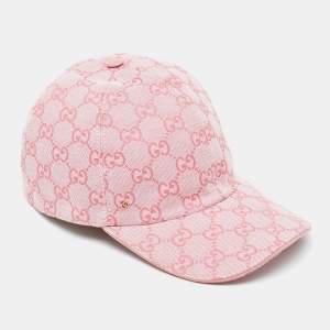 Pre Owned Gucci Pink GG Jacquard Canvas Baseball Cap L/59 cm