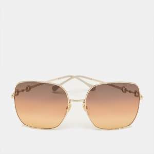 Pre Owned Gucci Brown Gradient GG0879S Horsebit Oversized Sunglasses