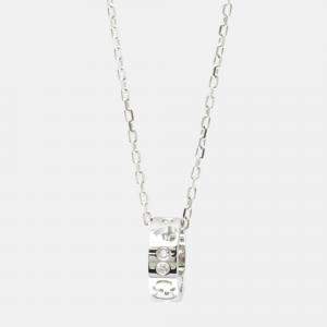 Pre Owned Gucci Icon Amor Diamond White Gold 18K Diamond Pendant Necklace Silver