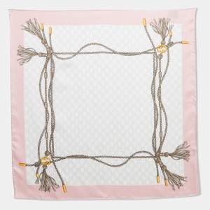 Pre Owned Gucci Pink GG Rope Print Silk Scarf
