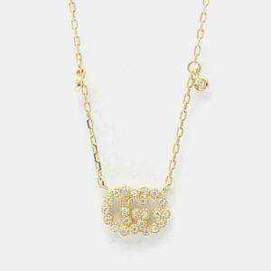 مملوكة مسبقًا Gucci GG Logo Diamond 18K Yellow Gold Diamond Necklace