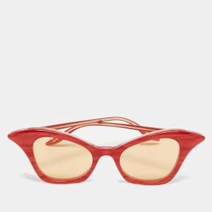 Pre Owned Gucci Red/Brown GG0707S Cat Eye Sunglasses