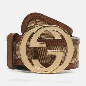 مملوكة مسبقًا Gucci Interlocking G Beige/Brown GG Canvas and Leather