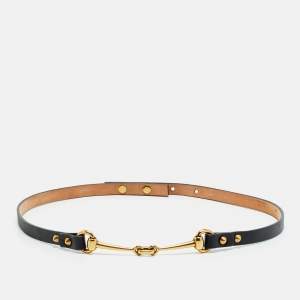 مملوكة مسبقًا Gucci Horsebit XS Waist Belt Black Leather 