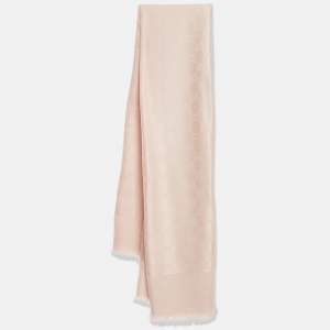 مملوكة مسبقًا Gucci Light Pink GG Cotton Silk Jacquard Shawl