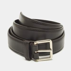 مملوكة مسبقًا Gucci 95CM Buckle Belt Brown Leather