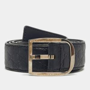 مملوكة مسبقًا Gucci 110CM Buckle Belt Dark Blue Microguccissima Leather