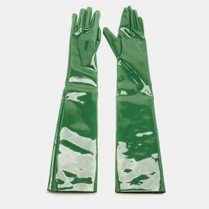 Pre Owned Gucci Size L Gloves Green Patent Leather