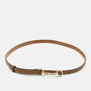 مملوكة مسبقًا Gucci Horsebit 95 CM Slim Buckle Belt Brown Leather