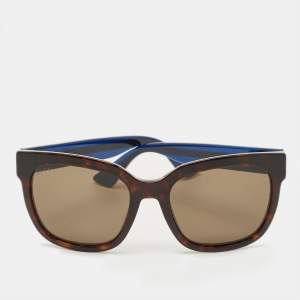 مملوكة مسبقًا Gucci Tortoise Brown GG0034S Interlocking G Web Square Sunglasses
