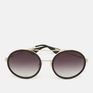 Pre Owned نظارة شمسية غوتشي دائرية GG0061S لون ذهبي/أسود متدرجة