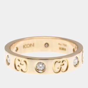 Pre Owned Gucci Icon Diamond 18K Pink Gold Fashion Band Ring