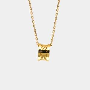 مملوكة مسبقًا Gucci Icon Toile 18K Pink Gold Men Women Fashion Pendant Necklace