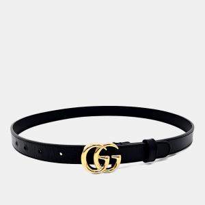 Pre Owned Gucci Black Leather Marmont Belt