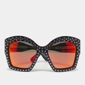 مملوكة مسبقًا Gucci Black/Orange Mirrored GG3870/S Star Studded Butterfly Sunglasses