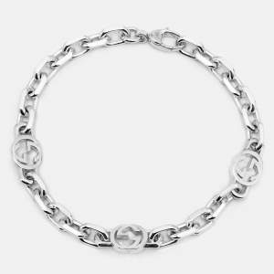 مملوكة مسبقًا Gucci Interlocking Bracelet G Logo Chain Sterling Silver Bracelet