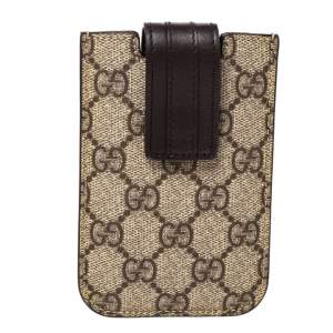 Gucci Brown/Beige GG Supreme Canvas and Leather iPhone 4/4S Cover