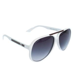 Pre Owned Gucci White/Dark Green Gradient VK6JJ Web Sunglasses