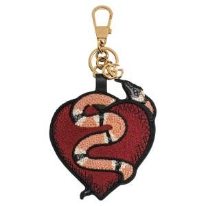 Gucci Red/Peace GG Supreme Canvas and Fabric Snake Bag Charm