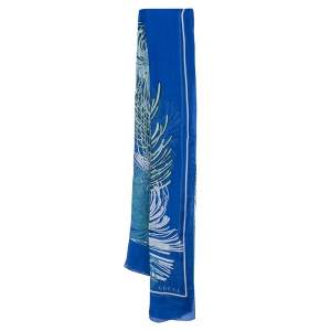 مملوكة مسبقًا Gucci Blue Floral Print Chiffon Ladigor Stole