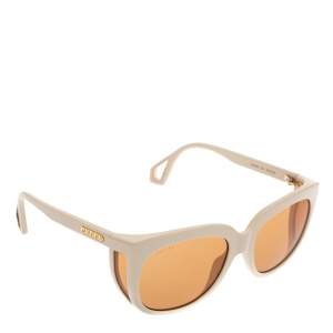 مملوكة مسبقًا Gucci Off White/ Orange GG0468S Square Sunglasses 