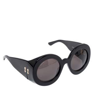 Gucci Black/ Grey GG0779S Oversized Round Acetate Sunglasses