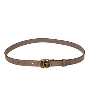 مملوكة مسبقًا Gucci Old Rose Leather GG Marmont Buckle Narrow Belt 85CM