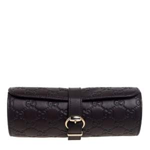 Pre Owned Gucci Dark Brown Guccissima Leather Watch Case