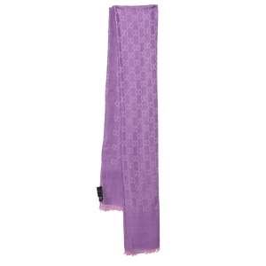 Pre Owned Gucci Lilac GG Guccissima Jacquard Wool & Silk Scarf