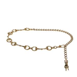 مملوكة مسبقًا حزام غوتشي هورسبيت معدن ذهبي بسلسلة 70 سم