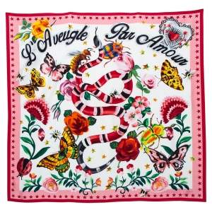 مملوكة مسبقًا وشاح غوتشي حرير لافيوغل بار امور غوتشي غاردين وردي 